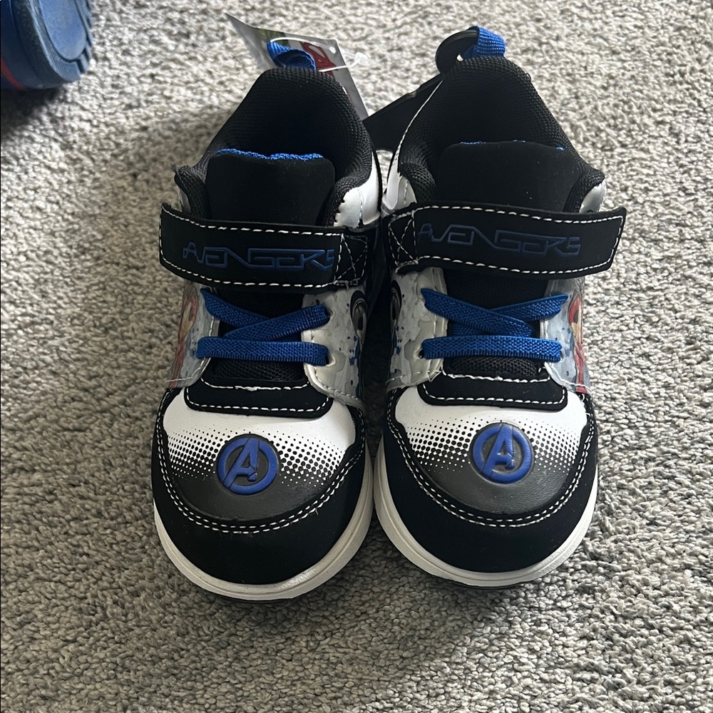 Avenger Kids Sneakers - Black, Blue, and White